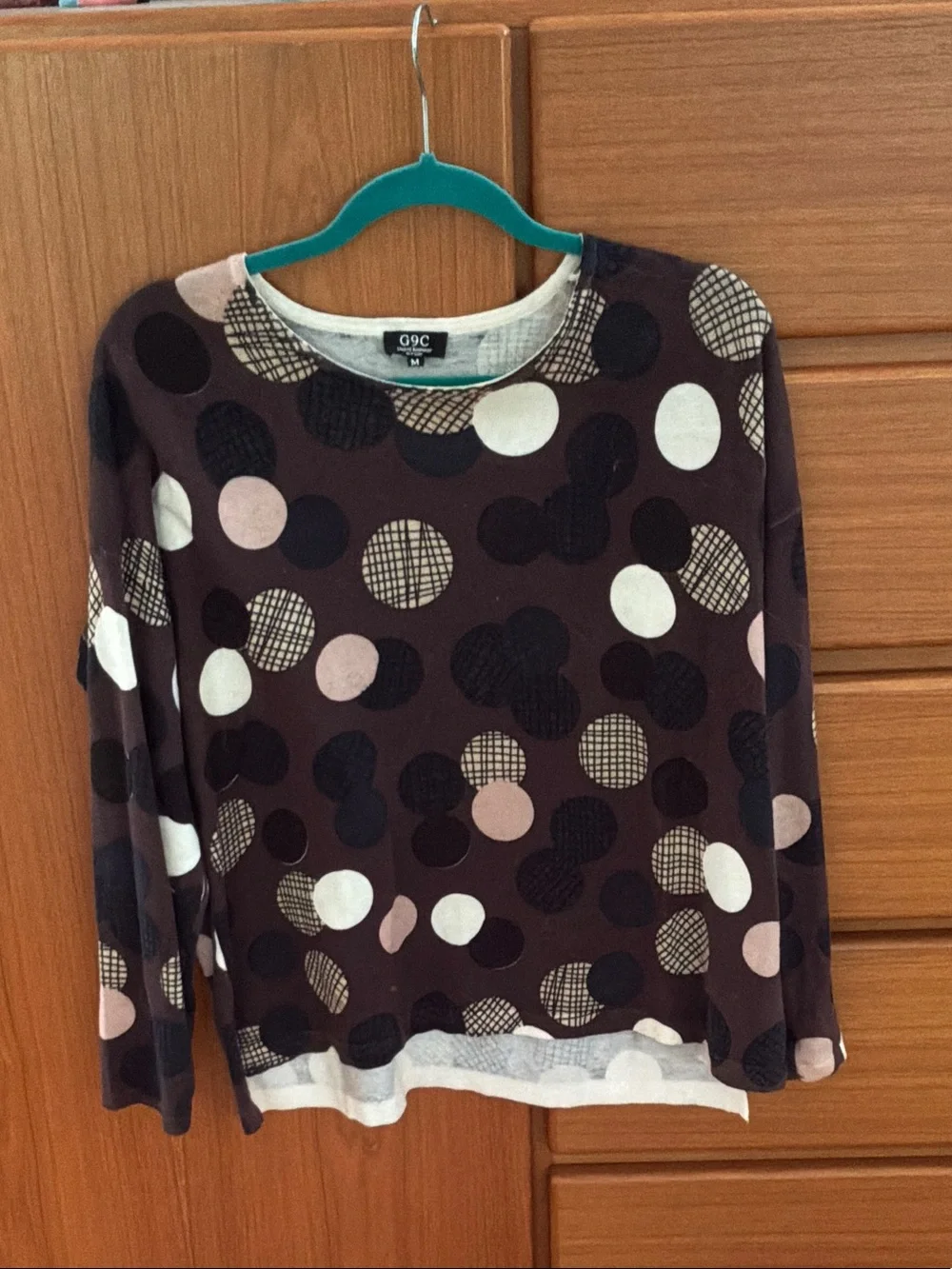 Polka Dot Crew Neck Sweater in Brown